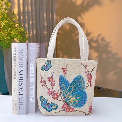 Cosbai - Embroidered Canvas Handbag