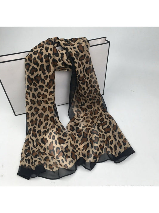 Scarvii - Chiffon Scarf with Leopard Print