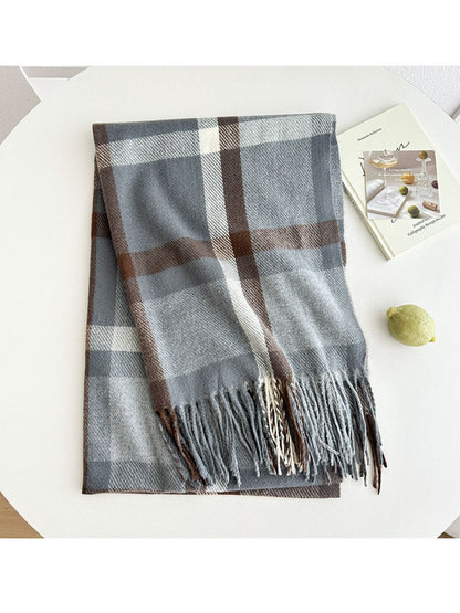 Scarvii - Colorblock Plaid Winter Scarf for Women