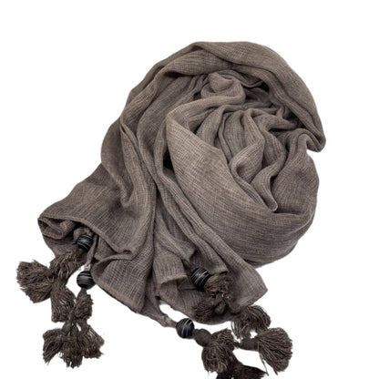 Scarvii - Large Color-Block Scarf With Fringe