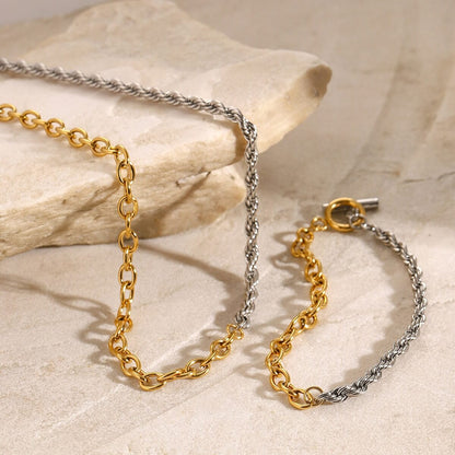Trendy OT Buckle Color Block Chain Necklace