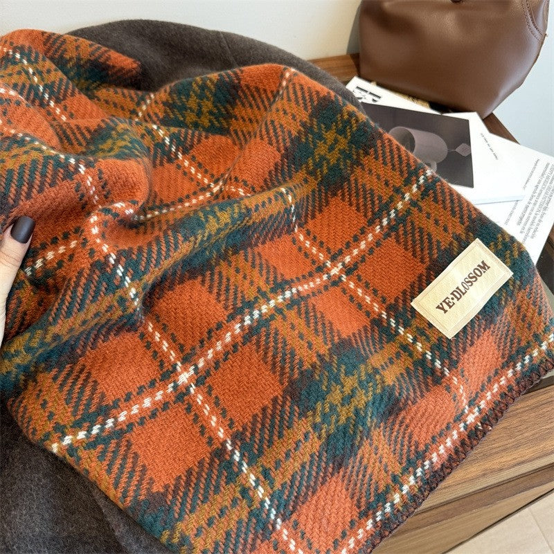 Color Blocking Plaid Versatile Scarf
