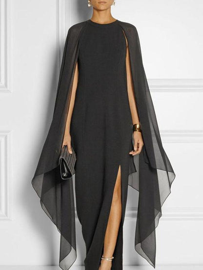 Special Round Neck With Cover-Up Maxi Dress Evening Dress