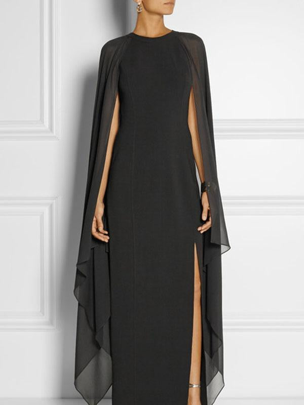 Special Round Neck With Cover-Up Maxi Dress Evening Dress