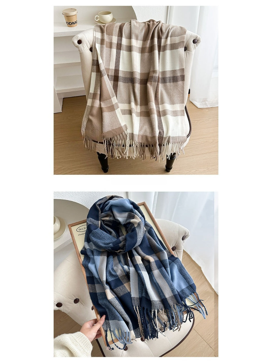 Scarvii - Colorblock Plaid Winter Scarf for Women