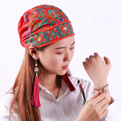 Tibetan Ethnic Embroidered Headscarf Hat Leisure Retro Embroidered Hat