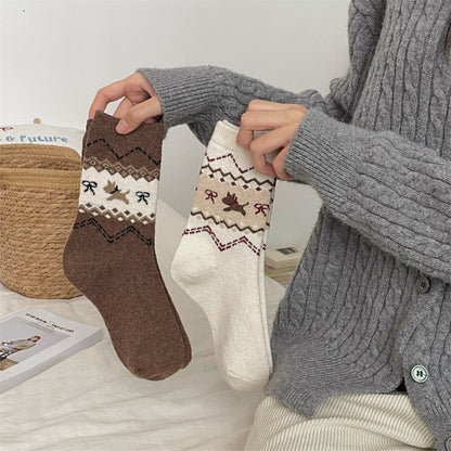 Rufia - Adorable Dog Pattern Thickened Mid-Calf Socks