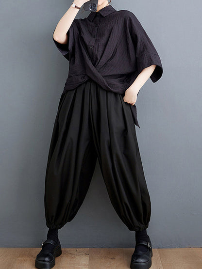 Bloomers Loose Drawstring Solid Color Casual Pants Bottoms