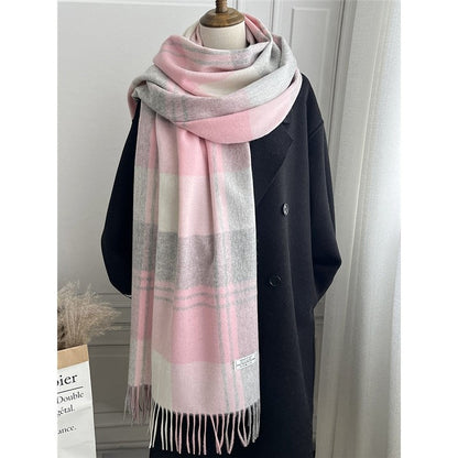 Fashion Plaid Fringe Shawl Scarf