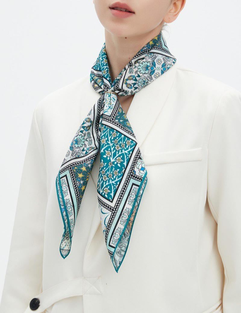 Blue & Turquoise Patchwork Square Scarf