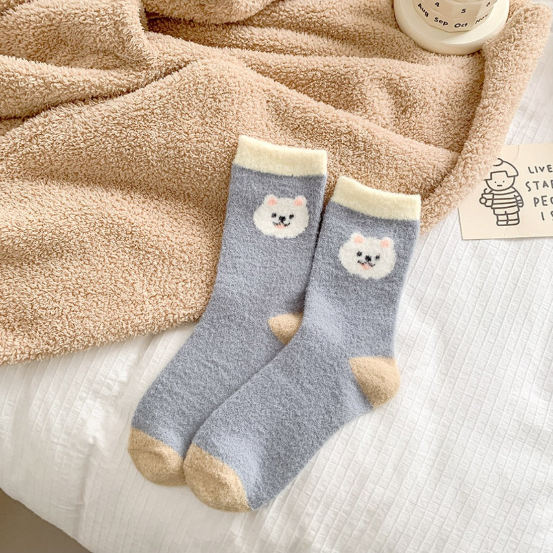 Rufia - Cute Dog Head Pattern Warm Floor Socks