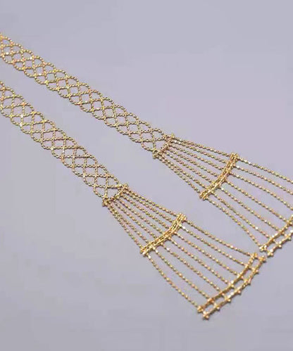 Beautiful Gold Sterling Silver Overgild Chain Hollow Out Necklace