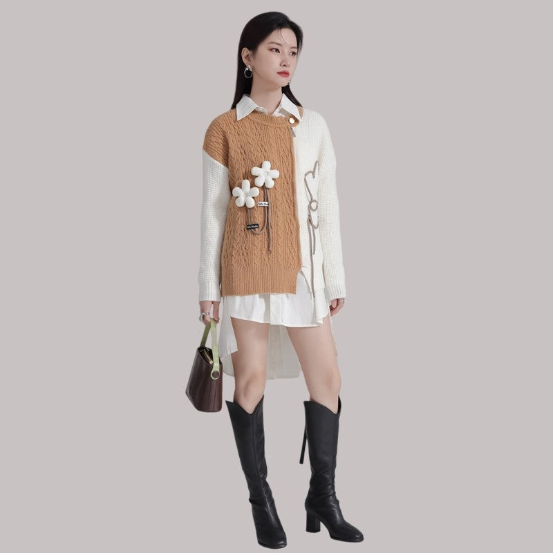Color-Block Zipper Sweater