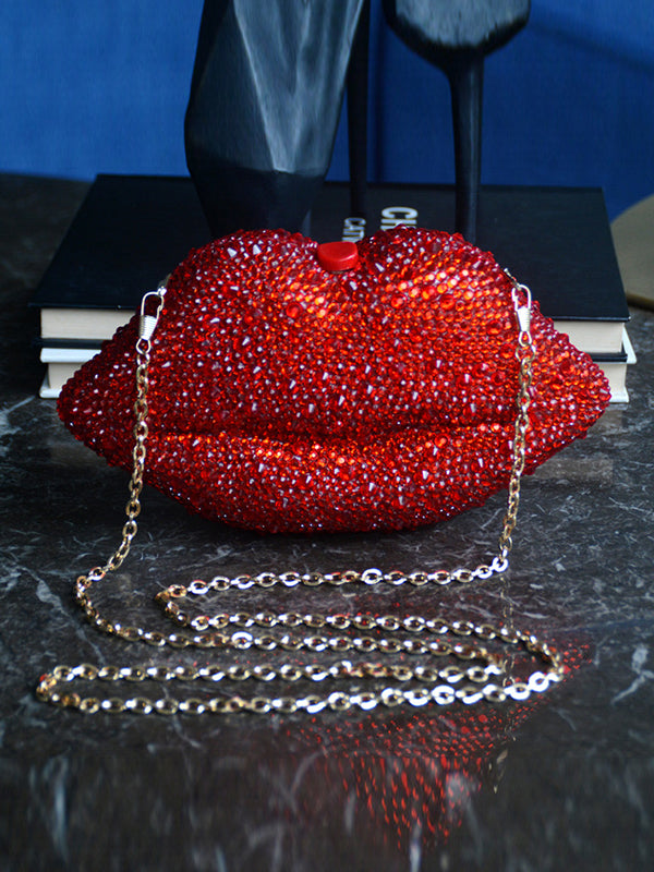 Chains Figure Geometric Rhine Stones Crossbody Bags