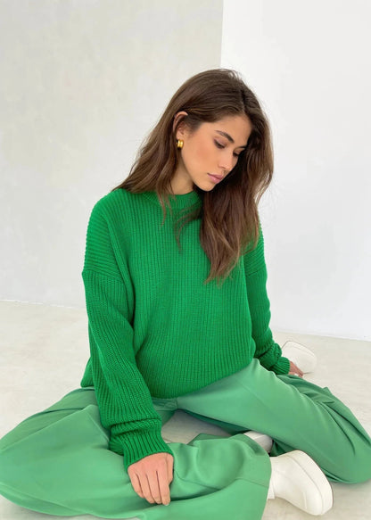 Round Neck Oversized Sweater Soft Fabric