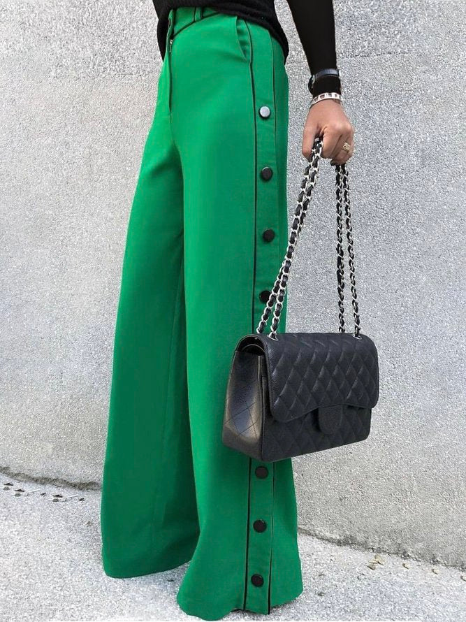 H-line Wide Leg Solid Color Pants
