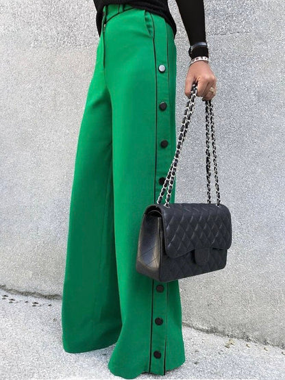 H-line Wide Leg Solid Color Pants