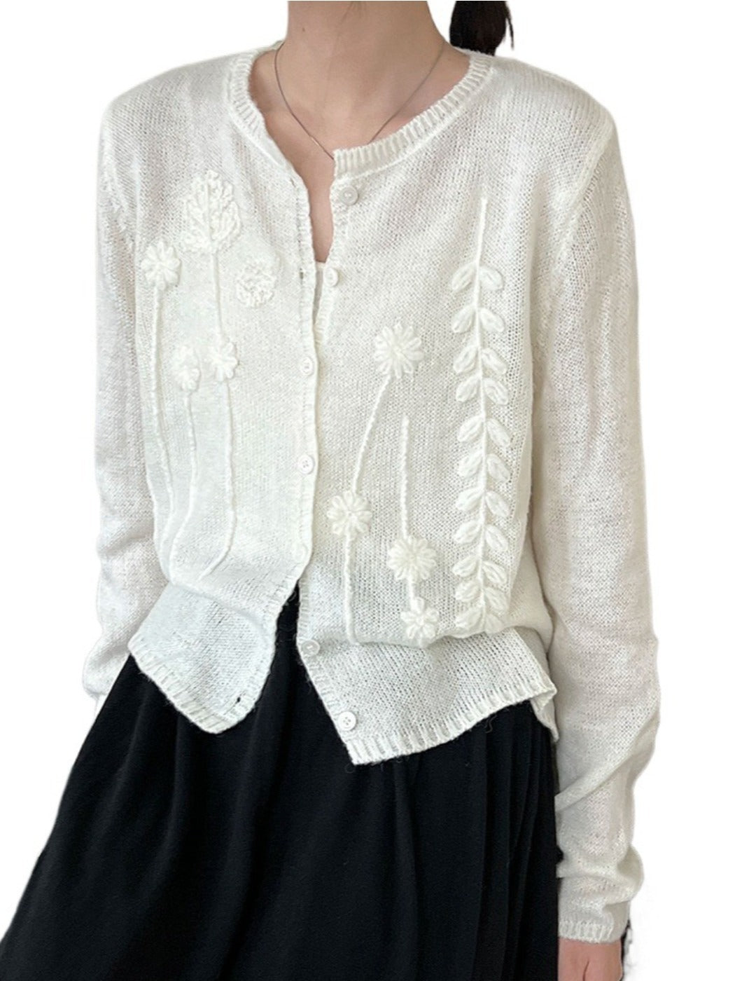 Crosa - Knitted Sweater Featuring Exquisite Embroidery