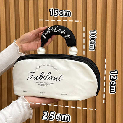 Cute Color Block Large Capacity Makeup Bag