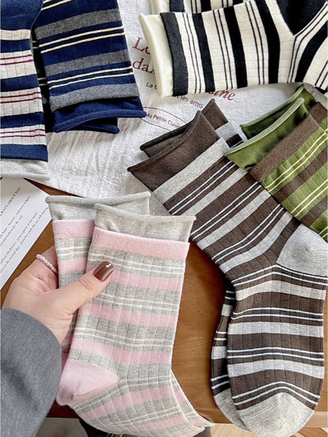 Rufia - Stripe Color-Block Mid-Calf Capsule Socks