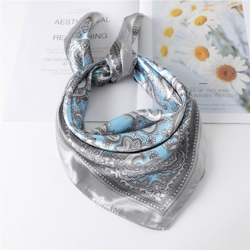 Vintage Elegant Geometric Pattern Silk Scarf