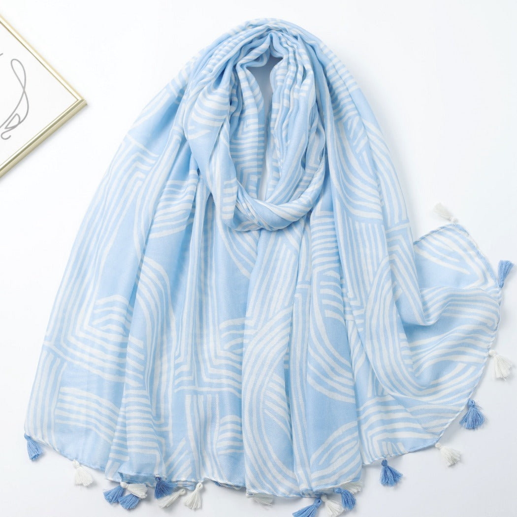 Scarvii - Striped Print Solid Scarf – Classic &amp; Stylish