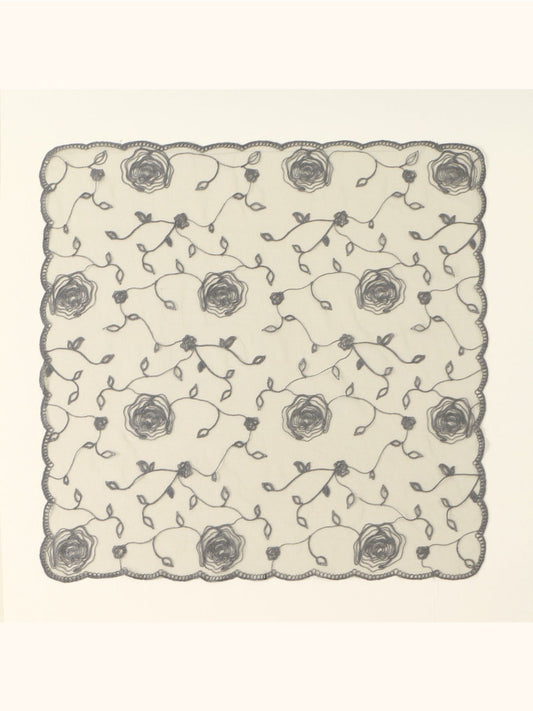 Haila - Rose Embroidery Polyester Square Scarf Shawl