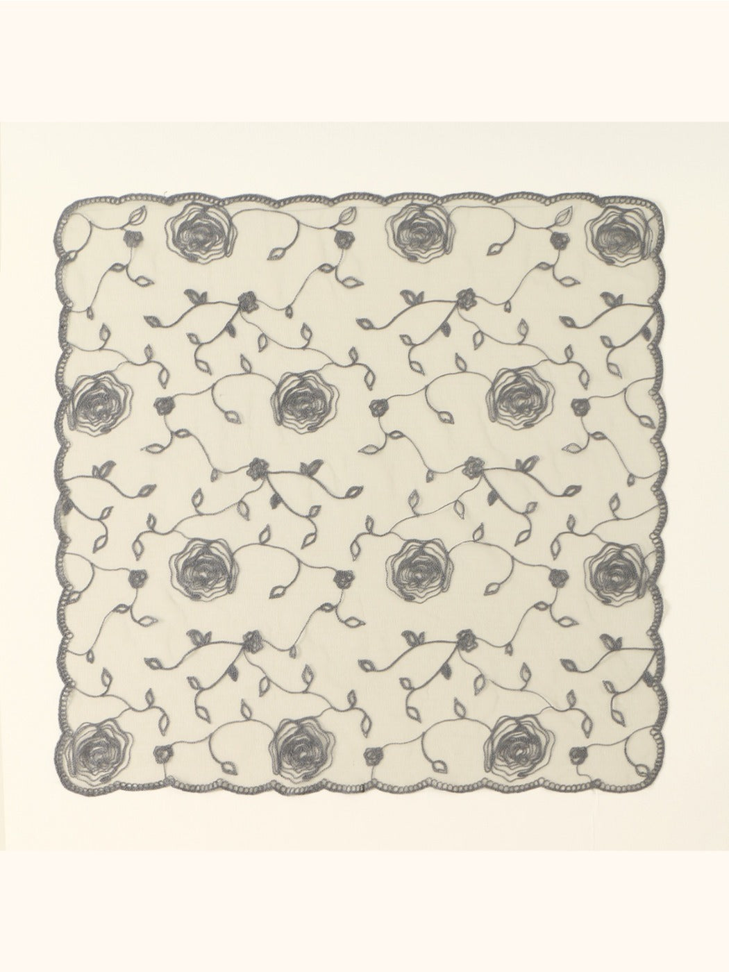 Haila - Rose Embroidery Polyester Square Scarf Shawl