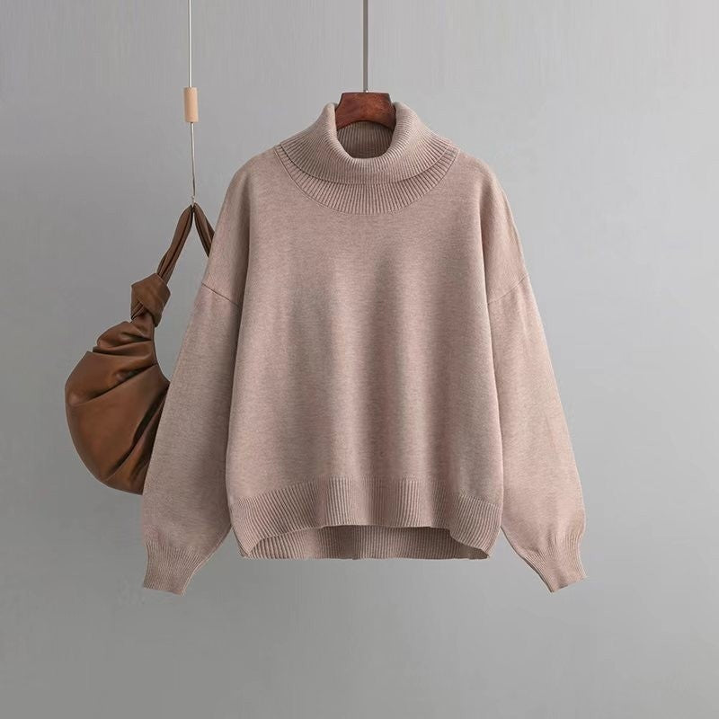 Solid Color Turtleneck Loose Sweater