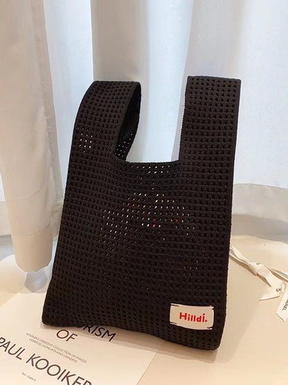 Hollow Letter Print Solid Color Handbags
