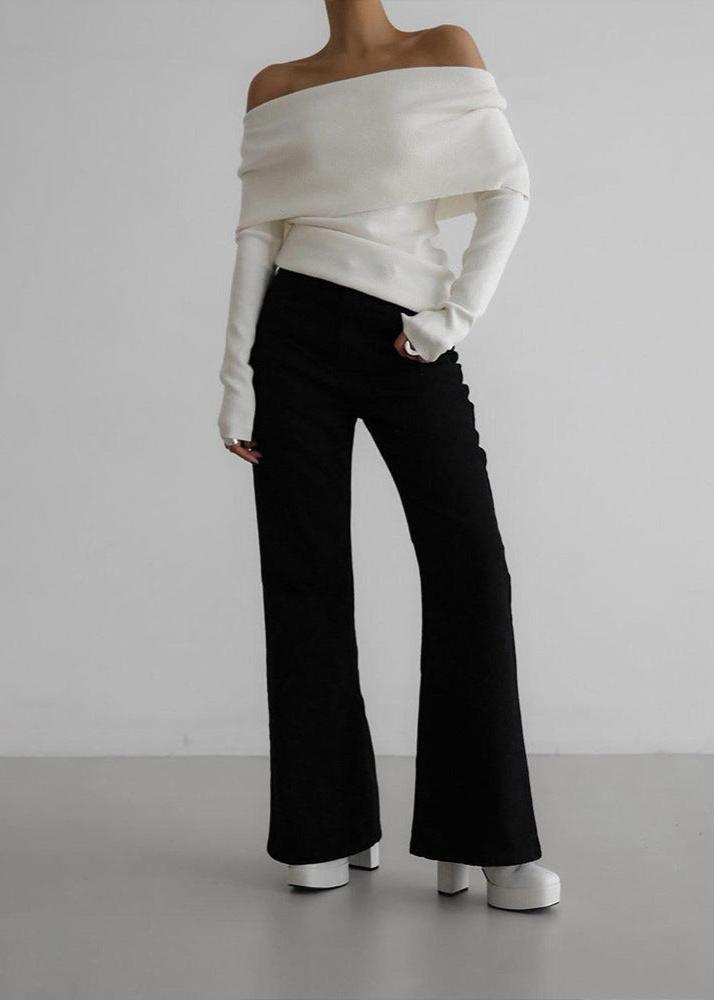 Off Shoulder Knit Sweater Soft Stretchy Fabric