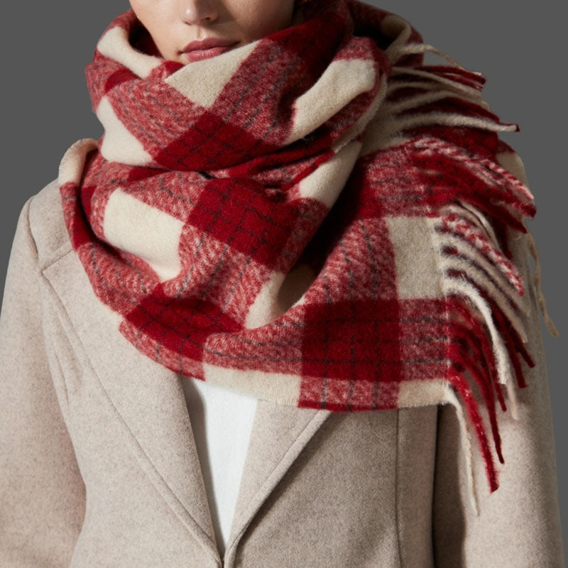 Retro Plaid Tassel Shawl Soft Scarf