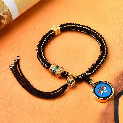 Hand-Painted Thangka Dharma Eye, God Of Wealth Eye, Tibetan Style Handwoven Bracelet