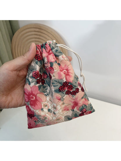 Cosbai - Floral Drawstring Pouch - Mini &amp; Portable