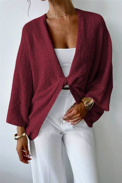 Knitted cardigan with batwing sleeves