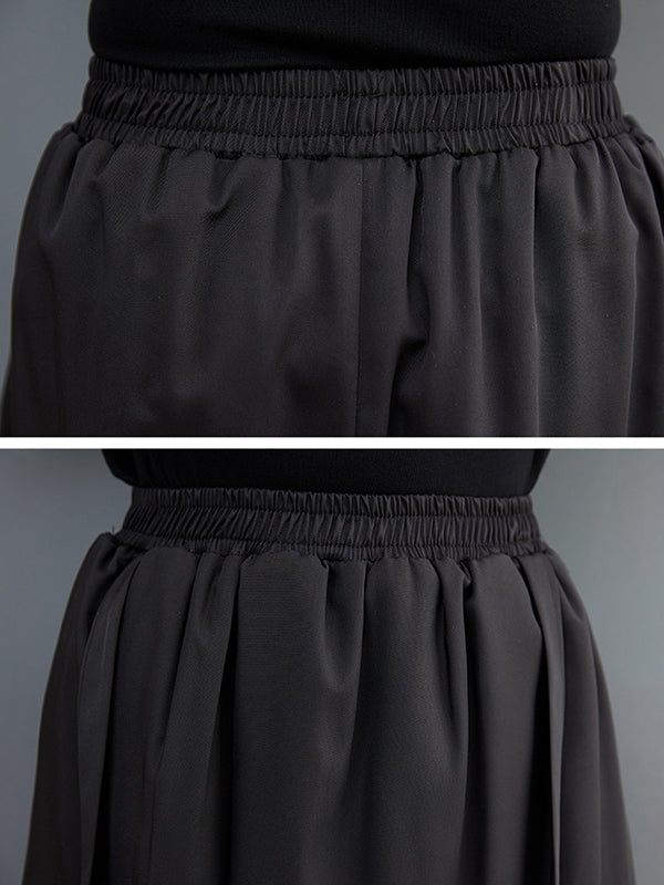 Wide Leg Cropped Solid Color Casual Pants Bottoms Culotte