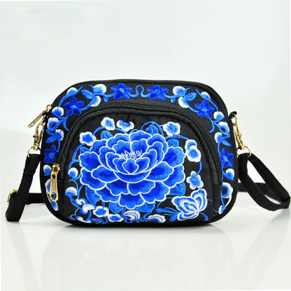 Tibet Ethnic Embroidery Bag Double Side Embroidery Canvas Zero Wallet Mobile Phone Bag Women'S Mini Slant Span Bag