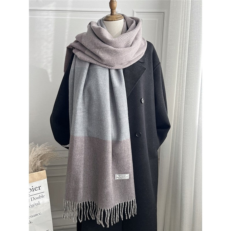 Plaid Fringe Shawl Scarf