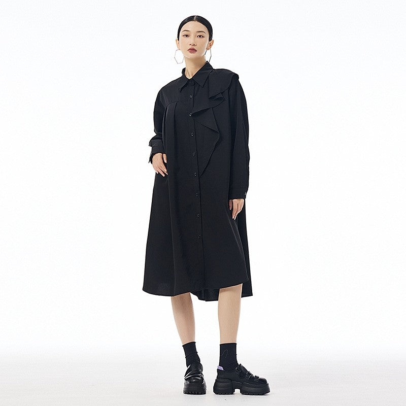 Pleated Contrast Panel Casual Dress