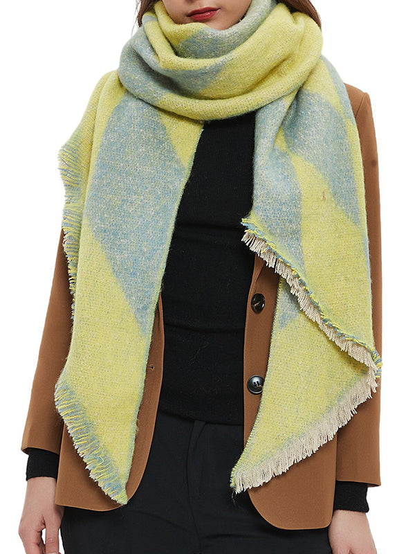 Fringed Keep Warm Plaid Shawl&Scarf