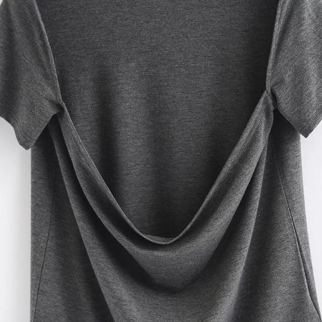 2018 New Arrival Women Sexy Leak Back Hanging Neck T-Shirt