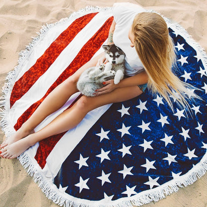 Hot Sale Nation Flag Digital Printing Tassel Beach Towel Supply Sunscreen Shawl Multi-Purpose Mat