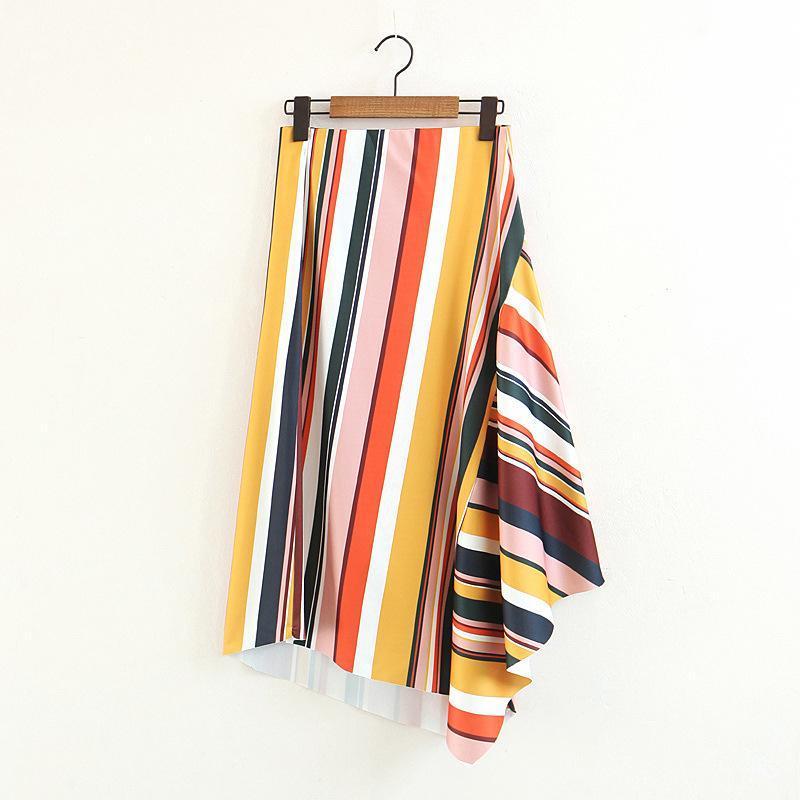 Stripe Irregular Fashion Beach Skirt