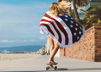 Hot Sale Nation Flag Digital Printing Tassel Beach Towel Supply Sunscreen Shawl Multi-Purpose Mat