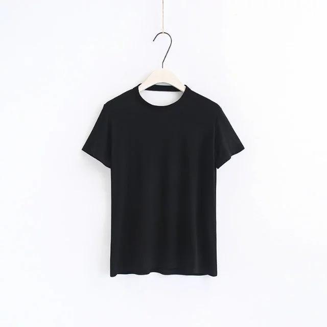 2018 New Arrival Women Sexy Leak Back Hanging Neck T-Shirt