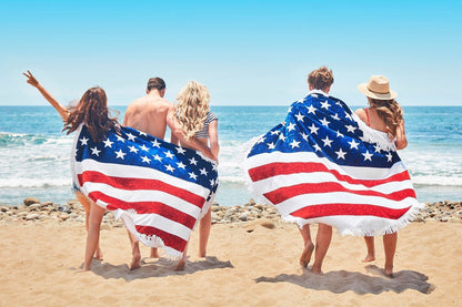 Hot Sale Nation Flag Digital Printing Tassel Beach Towel Supply Sunscreen Shawl Multi-Purpose Mat
