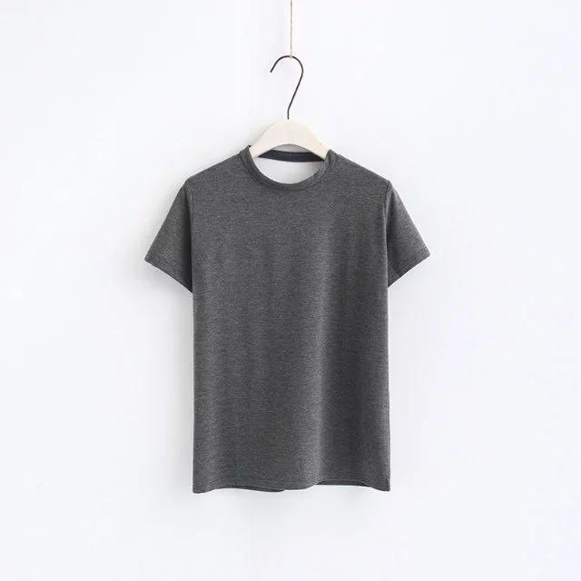 2018 New Arrival Women Sexy Leak Back Hanging Neck T-Shirt
