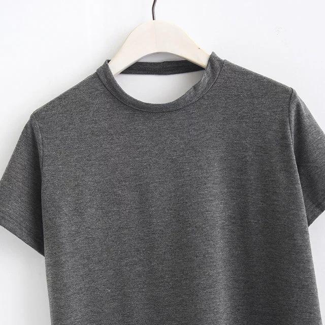 2018 New Arrival Women Sexy Leak Back Hanging Neck T-Shirt