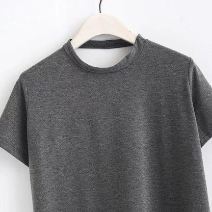2018 New Arrival Women Sexy Leak Back Hanging Neck T-Shirt