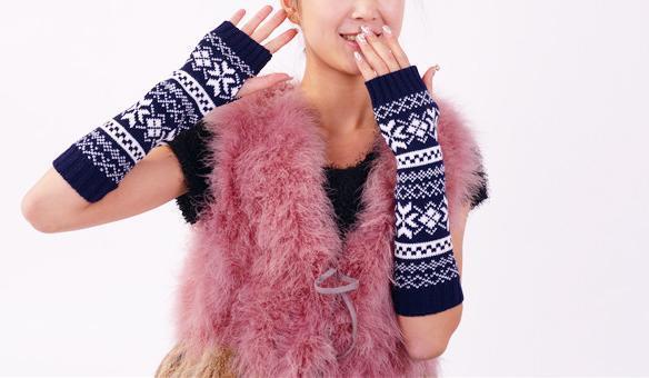 Half Refers To The Warm Knit Typing Women S Thick Wool Half Palm Gloves - 5